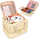 YOREPEK Nail Polish Organizer Case Holds 42+ Bottles (15ml/0.5 fl.oz), 2-Layer Nail Kit Bag with Compartments for Nail Supplies, UV Lamp, Nail Tech Organizers and Storage for Manicure Tools, Beige