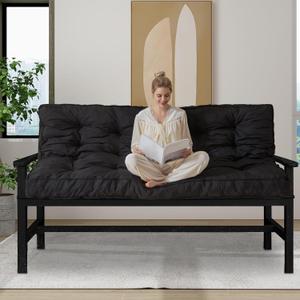 YOSHOOT 6 Inches Futon Mattress Full Size, Thick Futons Sofa Couch Bed, Floor Mattress for Adults, Shredded Foam Filling, Medium Firm(Frame Not Included), Black(54"x75")