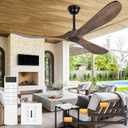 Neatmeat 60 Inch Solid Wood Ceiling Fan No Light,Propeller Outdoor Ceiling Fans Without Lights with Wall Switch and Remote Control,Quiet DC Motor,3 Blades Ceiling Fan for Patios,Living Room,Bedroom (Bronze Grey)