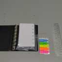 Feifeiya Mini 6 Ring Binder and 3 x 5 Inch Refill Paper Set,1 Black Refillable Binder,100 Lined Loose Leaf Paper, 1 Translucent Bookmark Ruler, 200 of Colorful Index Sticky Tabs for Office(White)