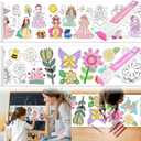 2PCS Children's Drawing Roll，Coloring Paper Roll for Kids Gift, 120 * 11.8 Inches DIY Painting Drawing Paper Roll, Sticky Drawing Paper Roll, Early Educational Toys for Kids (Princess Flower)