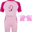 Gogokids Float Swimsuit for Boys Girls, Kids One Piece Swimwear Float Suit for Swimming Trainer (6, Big Eyes Mermaid)