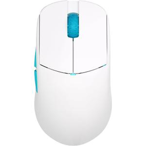 Lamzu Atlantis OG V2 Pro Wireless Gaming Mouse, Ultra Lightweight 57g, 26000 DPI, Symmetrical, Mechanical Switch, Silver TTC Encoder, PAW3395 Sensor, MCU Nordic 52840-Polar White