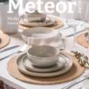 Famiware Meteor Plates and Bowls Sets for 4, 12 Pieces Dinnerware Sets, Microwave and Dishwasher Safe Dishes Set, Matcha Green