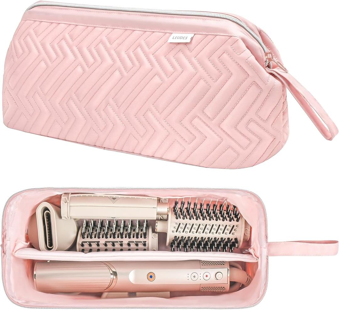 Leudes Hair Tools Travel Bag for Shark Flexstyle Carrying Case Portable Shark Hair Air Wrap Dryer Case Waterproof Dustproof Flat Curling Iron Travel Organizer (Pink) (467.17 cubic inches)