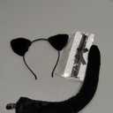 Cat Ears and Tail Costume Accessories Anime Ear Clips Headband Black Tail Long/Choker for Cosplay Cat Costume Set Animal Ears Hair Clip for Women, Halloween