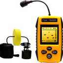 Handheld Fish Finder Portable Fishing Kayak Fishfinder Fish Depth Finder Fishing Gear with Sonar Transducer and LCD Display (Yellow)