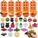 Halloween Party Favors for Kids 24 Pumpkin Shells & 24 Halloween Squishes Bulk Squishy Toys 48PCS Halloween Goodie Bag Fillers Classroom Prizes Gifts Stress Reliever Anxiety Sensory Fidget Toys