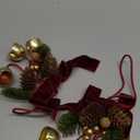 2 Pcs Christmas Wreath Bows with Jingle Bells and Pinecone Hanging Christmas Tree Topper Xmas Bow Pine Cones with Bell Pendant Decorative Bows Ornament for Party Decoration Kitchen Cabinet