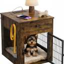 Dog Crate Furniture with Cushion and Charging Station,Small Dog End Table with Silent Drawer, Wooden Cage Kennel Indoor for Small Breeds 1“ Bar Spacing Anti-Chew Escape-Proof for Puppy