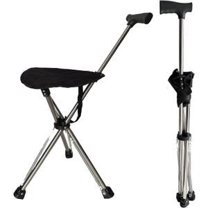Cane with Seat - Portable Stool Chair, Supports Up to 220 Lbs cameping Chairs, Lightweight Up to 1.8 Lbs, Suitable for Men, Women, Seniors, People with Disabilities (Top-Tier Model A)