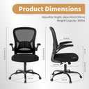 Youhauchair Adjustable Mesh Ergonomic Office Chair with Wheels, Black