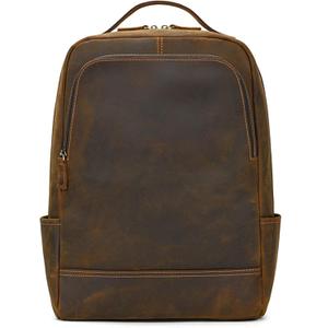 Men's Backpack Vintage Leather Backpack Men's Shoulder Bag Leather Travel Bag Rucksack for Men
