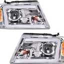 GRAND ORANGE LED DRL Projector Headlights Compatible with Ford F150 2004 2005 2006 2007 2008 /Fit 06-08 Lincoln Mark Bumper Headlamp Clear Lens 7L3Z13008FA 7L3Z13008EA 7L3Z13008CA ((LED)2004-2008Ford(Clear))