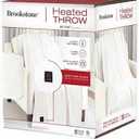 Brookstone Heated Throw Blanket - Heat Blankets Electric - Faux Fur Heated Throw Blanket- 4 Heat Settings, 4-Hour Auto Shut Off, 100% Polyester, 50"x60" - Knit Ivory