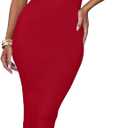 ZESICA Women's 2026 Summer Sleeveless Knit Bodycon Midi Dress One Shoulder Beach Vacation Sweater Dresses (Red, XL)