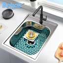 Silicone Sink Protector for Kitchen Bathroom Sink, 2 Pack 13.58"x 11.6" Heat-resistant Mat, Non-Slip and Durable Silicone Protectors, Center Drain (Green)