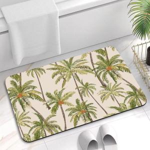 Vintage Tropical Palm Trees Bath Mats Non-Slip Diatomaceous Bath Mat Bathroom Rugs 16"x24" Decorations Shower Rug for Bathroom Floor