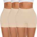 FRESBEIT Slip Shorts for Women Under Dress,Boyshorts Panties Anti Chafing Boyshorts Smooth Shapewear Shorts, Medium, 3 Pack Nude