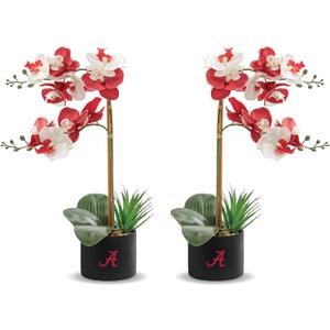 Alabama Orchid Plant Set of 2 - University of Alabama Faux Orchid Plant - Alabama Gifts for Men, Alabama Gifts for Women - Alabama Gifts, Crimson Tide Decorations - Office Accessories for Men