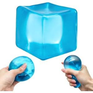 5 x Squishy Stress Cube Squeeze Toys for Kids Adults, Gel Filled Sugar Squishy Ice Cube Fidget Toys Slow Rising Stress Balls Sensory Toys Relief for Anxiety Autism, Purple