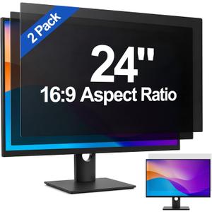 GMOC [2-Pack] 24 Inch Privacy Screen for Computer Monitor, 16:9 Aspect Ratio Anti Blue Light Glare Shield, Removable Blackout Filter for Desktop Security, Anti-Spy Private Protector for 24" Monitor