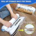 12-Piece Travel Vacuum Storage Bags—Roll-Up Compression Bags to Save Space in Luggage, for Camping, and for Storing Clothing—No Pumping Required, 23.65” X 15.75”