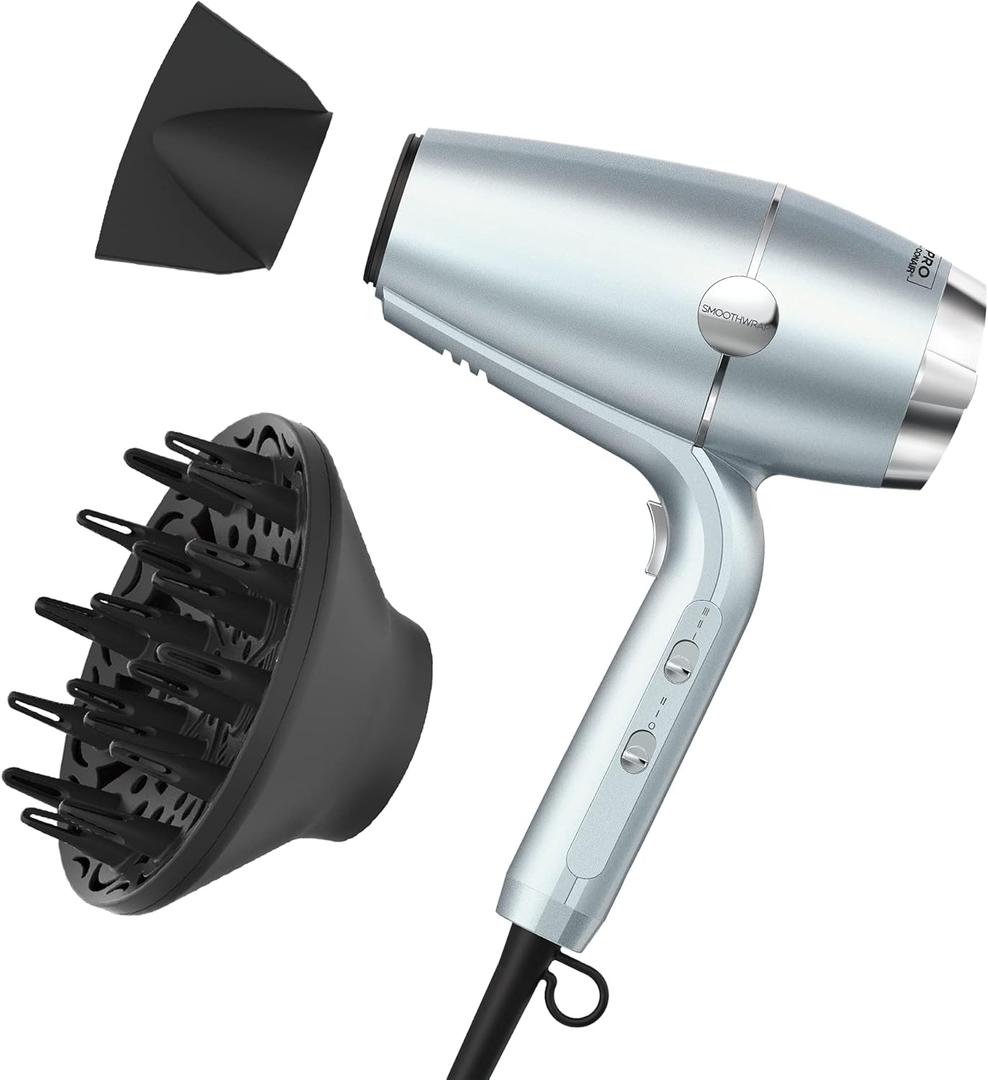 INFINITIPRO BY CONAIR SmoothWrap Hair Dryer with Diffuser | Blow Dryer for Less Frizz, More Volume and Body | With Advanced Plasma and Ceramic Technology | Mint (1 Count (Pack of 1))