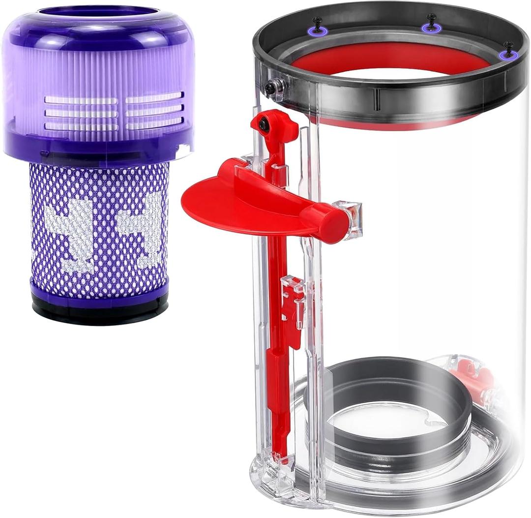 Upgraded Dust Bin Replacement Compatible With Dyson V11 V15 ONLY Fit SV14 SV15 SV22,1 Canister Bin for Part no.970050-01 and Part no.965443-01 with 1 HEPA Filter NOT for V10 V8 V7