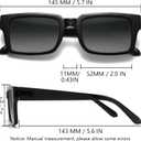 IOHLNG Retro Vintage Sunglasses for Women Men Trendy Rectangle Sun Glasses UV Protection (Black Frames + Gradient Grey Lens)