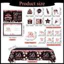 50th Birthday Party Decorations Kit, Happy 50th and Fabulous Birthday Decorations Set Crown and Sash,53Pcs Rose Gold and Black Gifts for Women 