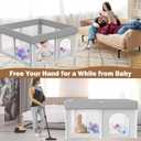 Foldable Baby Playpen 50"x50", Playard for Babies and Toddlers, Portable Safety Baby Fence Lightweight,No Installation, Indoor & Outdoor Playpen with Ocean Balls*50, Grey