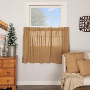 VHC Brands Burlap Natural Farmhouse Primitive Curtains Solid Color Tier Set of 2 36x36 (36"W x 36"L (Pack of 2), Natural)