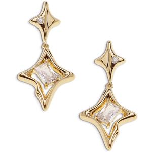 Sonateomber Star Drop Dangle Earrings for Women Trendy Unique Sparkly Rhinestone Stud Fashion Jewelry Gift (Gold)