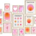 16 PCS Aura Angel Numbers Room Decor, Wall Art Prints for Bedroom, Posters for Room Aesthetic, Wall Collage Kit Pictures for Living Room, Inspirational Quotes, Cute Trendy Dorm Gallery Home (11"x14" Unframed, Pinkish-orange)
