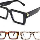 JM 3 Pack Reading Glasses for Women Men, Fashion Square Blue Light Blocking Readers