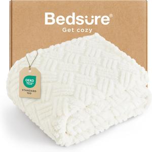 Bedsure Throw Blanket for Couch - White Super Soft Cozy Summer Blankets for Women Gift, Cute Small Fleece Fluffy Throws for Girls, Ideal for Bed, Chair & Sofa Decor, Travel, 50x60 Inches