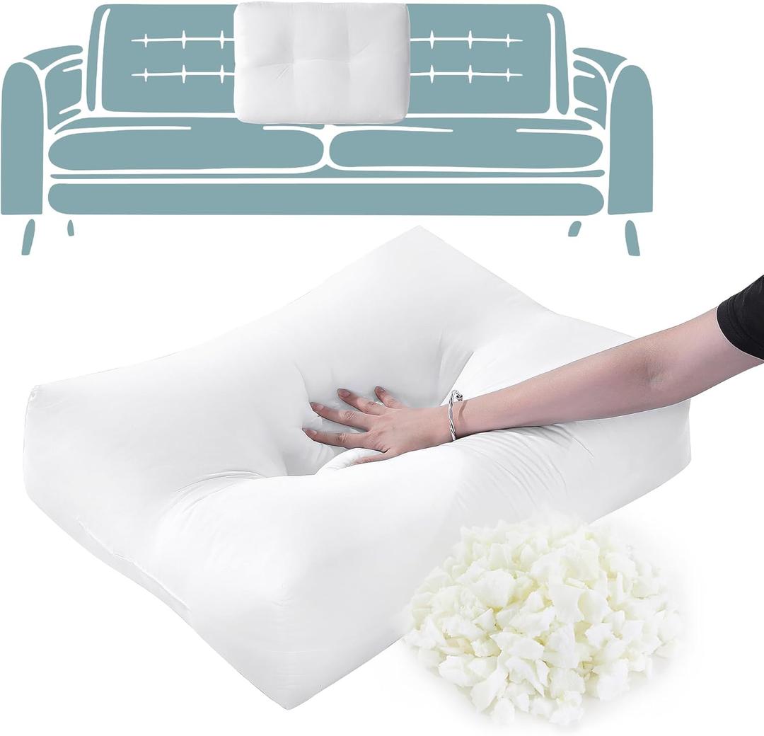 HOMBYS Shredded Foam Sofa Back Cushions, Supportive Back Cushion Replacement for Couch, Stuffing Filling Lumbar Support Pillow for Couch, Bed, Floor, (31.4"x18"x5")