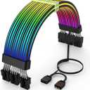 Sirlyr RGB PC Cables,Strimmer 3 * 8 pin PSU Extension Cable,5V 3Pin Sync ARGB,for Graphic Card Power Supply,Computer Case Decoration Black Style