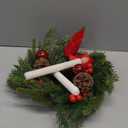 Suncalla 3 Pcs 13.5 Inch Christmas Centerpiece Include Christmas Candle Wreath with 2 Flameless Candles Red Ribbons Pine Cones Red Berries Spherical Xmas Table Centerpiece Decor for Party Winter Decor