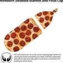 Burrito Pizzas Newborn Swaddling Blanket Beanie Hat Sets Soft Baby Receiving Funny Food Blanket Soft Sleeping Bag New Born Soft Sleep Sacks for Boys Girls