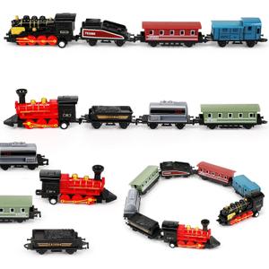 Hanaive 2 Sets Train Toys Small Pull Back Alloy Retro Steam Train Simulation Model Diecast Locomotive for Boys Girls Christmas Birthday Party Favor Classroom School Reward Gifts(Black, Red)