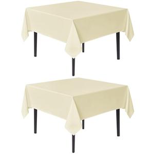 sancua Square Tablecloths 54x54 Inch, 2 Pack - Beige Fabric Table Cloth for Square or Round Tables, Washable Polyester Table Cover for Dinner, Holiday Party, Decorative Display Tables