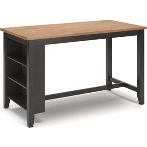 Signature Design by Ashley Gesthaven Contemporary Counter Height Dining Table with 3 Shelves and Trestle Base, Light Brown & Dark Brown