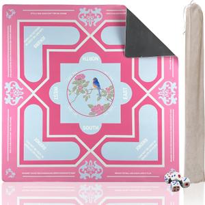 Mahjong Mat 31.5 * 31.5 Inch Non-Slip Noise Reduction, American Mahjong Mat for Table with Bag, Waterproof Surface Mah Jongg Mats for Poker, Card, Dominoes, Board & Tile Games