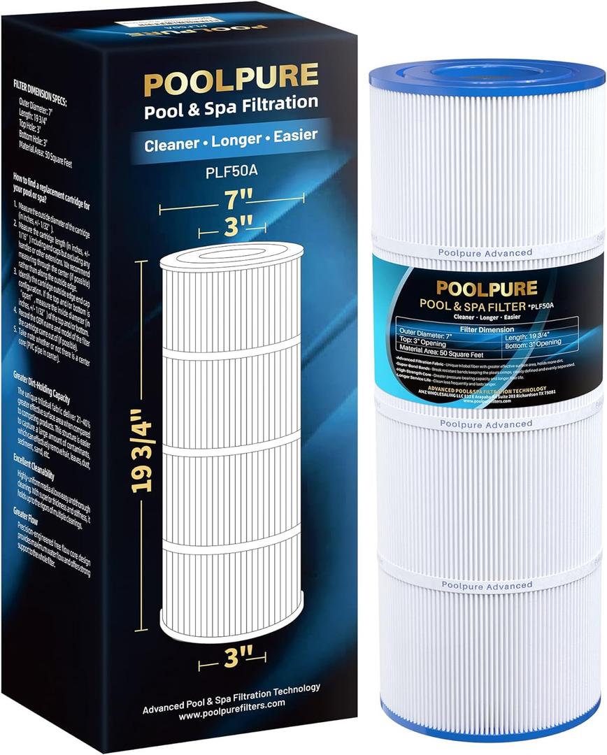 POOLPURE Replacement Filter for Hayward C500, CX500-RE, PA50, Ultral-A11, PP-A11, Unicel C-7656, Filbur FC-1240, FC-0625, FC-0620, 50 sq.ft Filter Cartridge