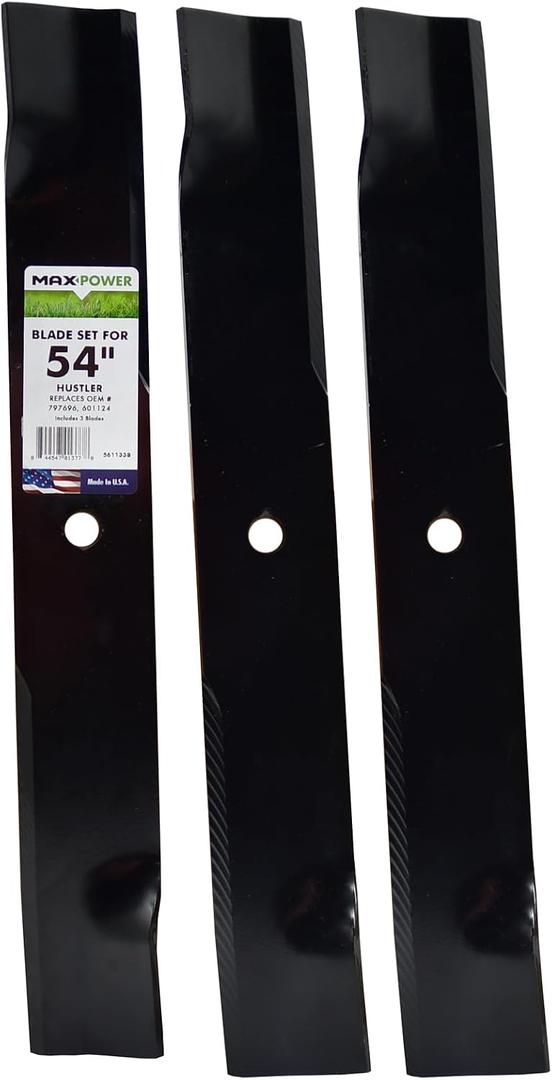 Maxpower 561133B 3 Set for 54 in. Cut Hustler Mowers Replaces OEM #'s 601124, 797696, Spartan 438-0001-00