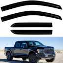 4PC Rain Guards for 2015-2025 Ford F150 SuperCrew Window Visors for 17-25 F250 F350 F450 F550 Super Duty Deflectors Sun Shades Vent Tape On Out Channel