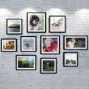 upsimples 9x12 Picture Frame Set of 5, Display Pictures 6x8 with Mat or 9 x 12 Without, Wall Gallery Photo Frames, Black