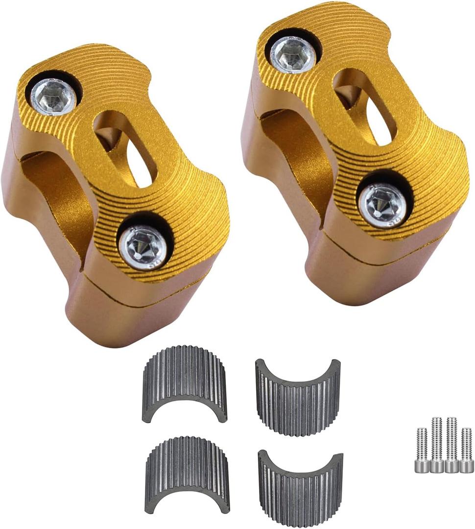 Universal Motorcycle 1-1/8"(28mm) 7/8" (22mm) CNC Aluminum Handlebar Handle Risers Adjustable Fat Bar Mount Clamps For EXC KLX KXF YZF CRF XR SX SXF YZ Motorbike Dirt Pit Bike (gold)